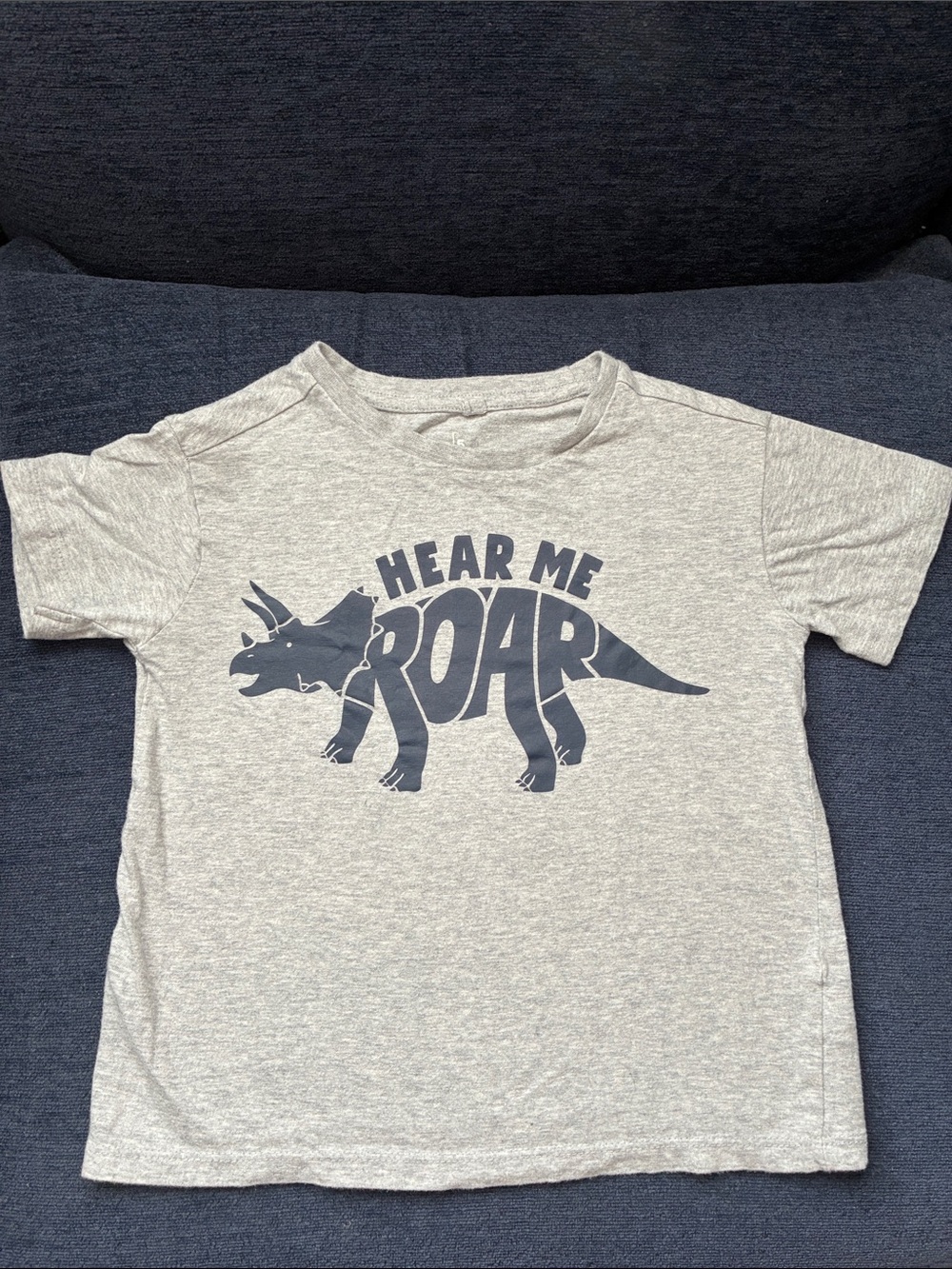 🍎5/$20 Kids Gray 'Hear Me Roar' Dinosaur Graphic T-Shirt